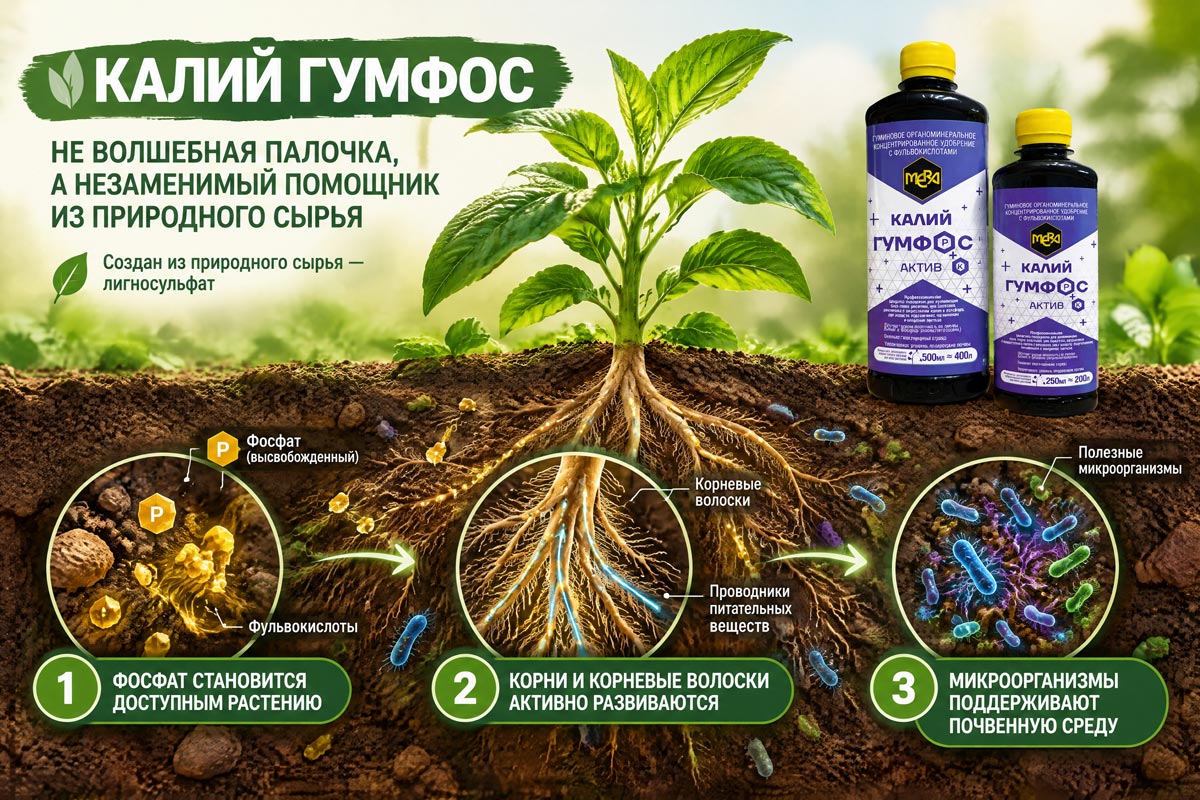 Калий Гумфос - скорая помощь и профилактика дефицита калия и фосфора у растений