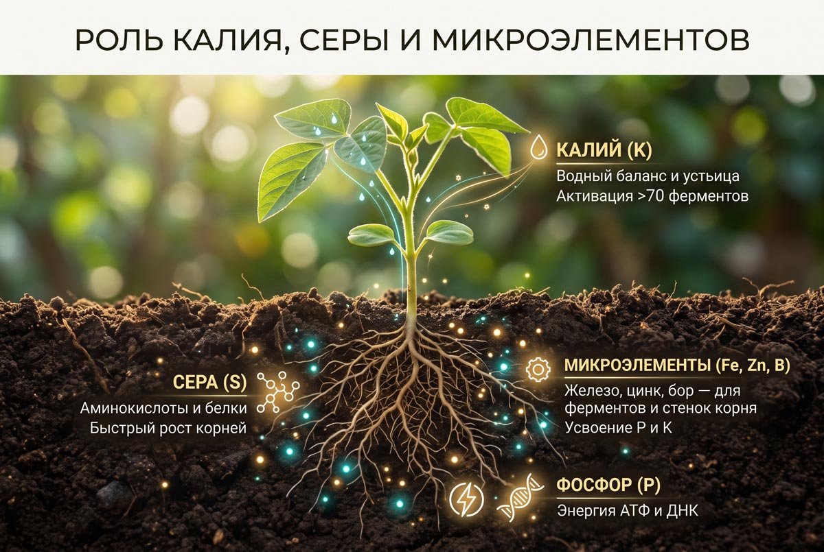 Роль калия, серы и микроэлементов.